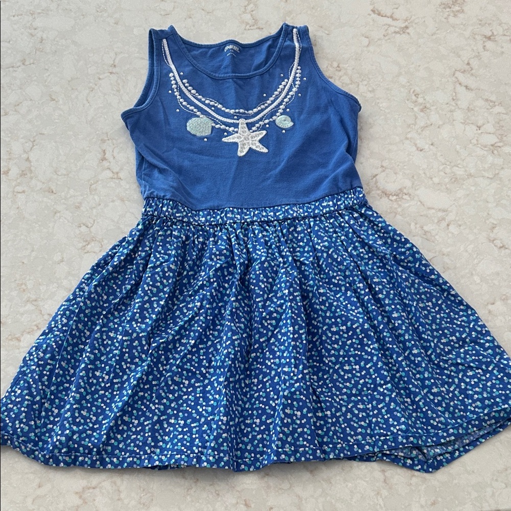 Gymboree Nautical Embroidered Starfish Polka Dot Dress